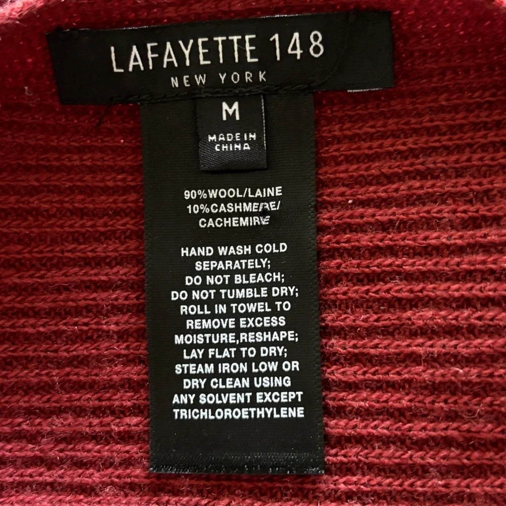 Lafayette 148 New York Wool Cashmere Blend Open Front Fringe Knit Cardigan - Picture 5 of 5